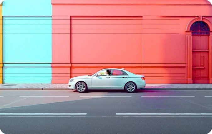 CX_automotive_industry a modern car in colorful town