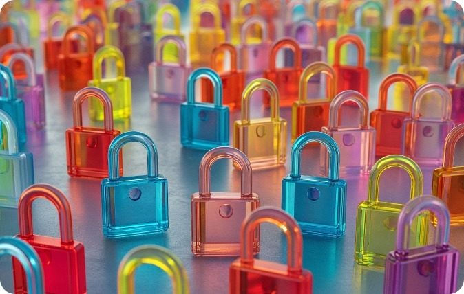 infrastructure_2 Mini colorful padlocks.